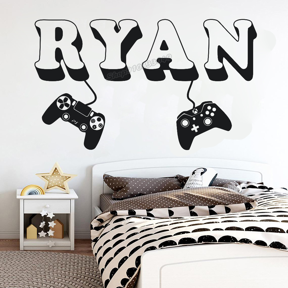 Gamer wall Sticker Custom Name - Gaming Accessories For Room 评论和价格